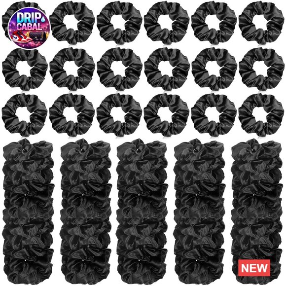 Silk Satin Scrunchies Hair Ties Vintage Elastic Bands Large Ponytail Accessories main image 4